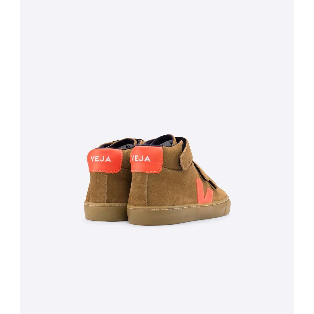 Kids' Veja ESPLAR MID SUEDE High Tops Brown | SG 679PJJ